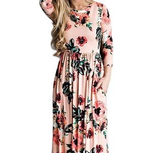 Pink floor length maxi dress with pockets